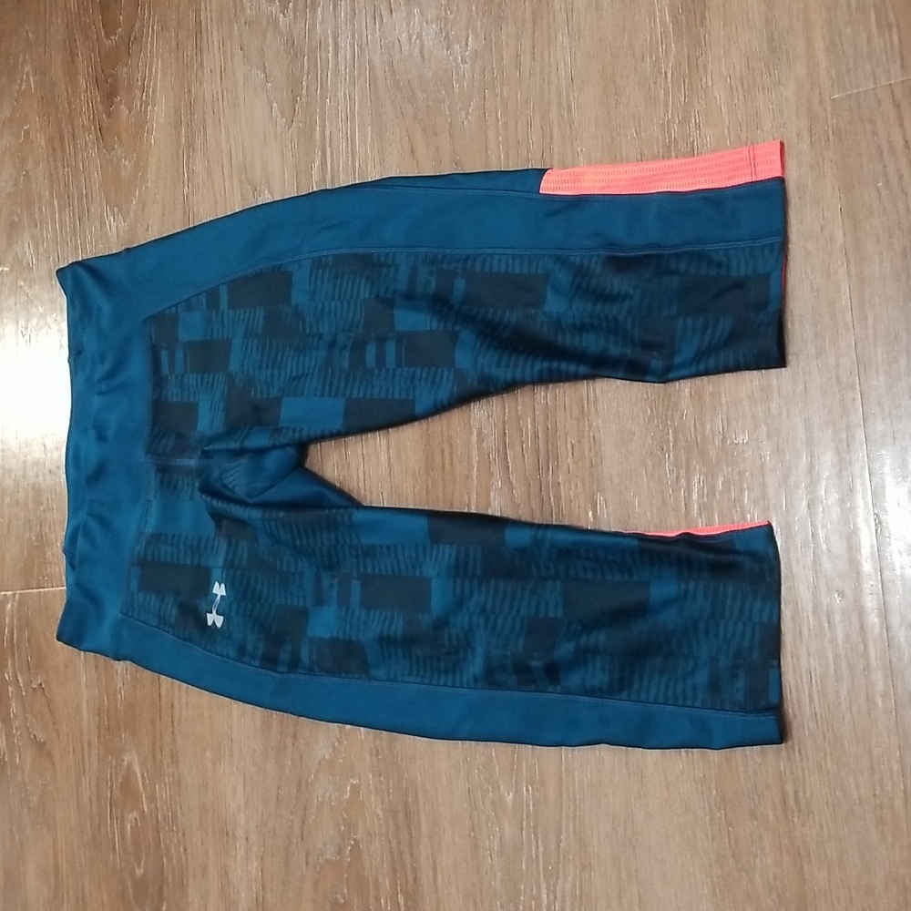 (M) Under Armour Compression Legging Capris HeatGear Neon Activewear Stretch
